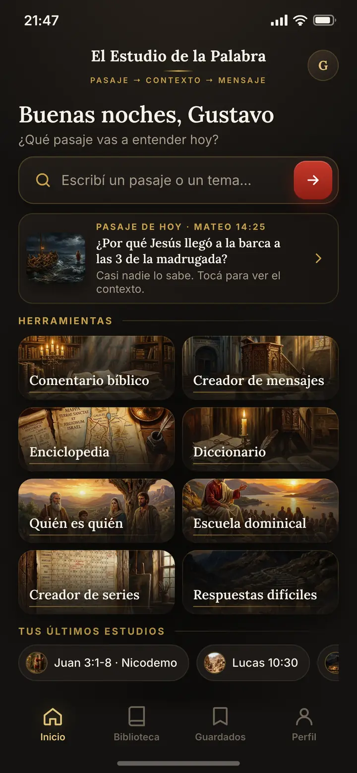 Inicio de la app: buscador de pasajes y las 8 herramientas